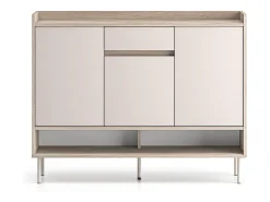 Sapateira 3 portas 1 gaveta Alos caxemira e madeira 95cm