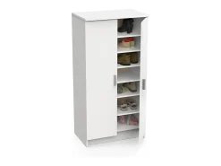 Sapateira Alcudia, Sapateira que economiza espaço, Sapateira de entrada, Armário multiuso com 5 prateleiras, 55x36h108 cm, Branco