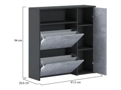 Sapateira Aldaya, Sapateira que economiza espaço, Sapateira de entrada, Armário com 3 portas dobráveis, 92x27h94 cm, Antracite, Cimento