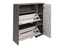 Sapateira Aldaya, Sapateira que economiza espaço, Sapateira de entrada, Armário com 3 portas dobráveis, 92x27h94 cm, Antracite, Cimento
