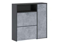 Sapateira Aldaya, Sapateira que economiza espaço, Sapateira de entrada, Armário com 3 portas dobráveis, 92x27h94 cm, Antracite, Cimento