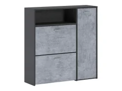 Sapateira Aldaya, Sapateira que economiza espaço, Sapateira de entrada, Armário com 3 portas dobráveis, 92x27h94 cm, Antracite, Cimento