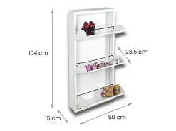 Sapateira Alginet, Sapateira que economiza espaço, Sapateira de entrada, Sapateira de metal com 3 portas, 50x15h103 cm, Branco