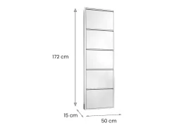 Sapateira Alginet, Sapateira que economiza espaço, Sapateira de entrada, Sapateira de metal de 5 portas, 50x15h169 cm, Branco
