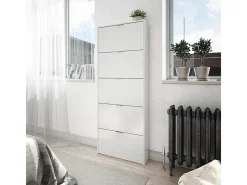 Sapateira alta para corredor branco brilhante 5 portas 180x70x17 cm
