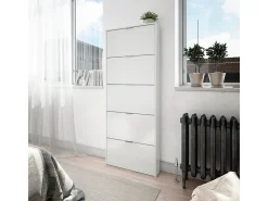 Sapateira alta para corredor branco brilhante 5 portas 180x70x17 cm
