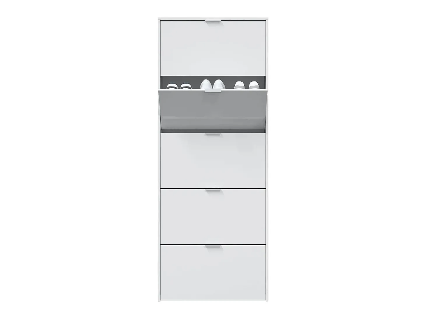 Sapateira alta para corredor branco brilhante 5 portas 180x70x17 cm
