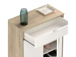 Sapateira Berlim Branco brilhante e Cambriano 101x75x36 cm