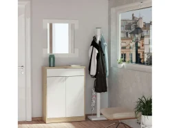 Sapateira Berlim Branco brilhante e Cambriano 101x75x36 cm