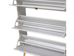 Sapateira branca Anzio com 3 portas dobráveis, melamina, 129x80x24 cm