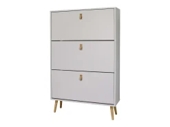Sapateira branca Anzio com 3 portas dobráveis, melamina, 129x80x24 cm