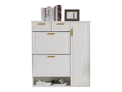 Sapateira branca com 2 gavetas, 2 abas e 1 porta 95x24x107cm