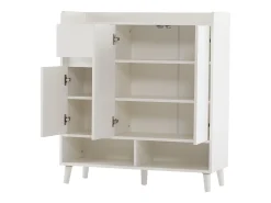 Sapateira branca com 1 gaveta e 3 portas, prateleiras reguláveis, 90x35x99 cm