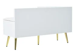 Sapateira branca com 1 porta e banco estofado, pés em metal 100x38x58cm