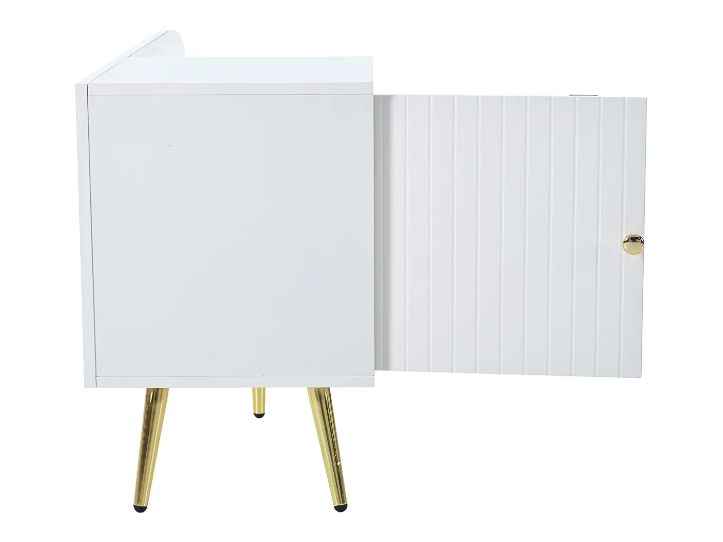 Sapateira branca com 1 porta e banco estofado, pés em metal 100x38x58cm
