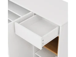 Sapateira branca com iluminação LED - Sapateira com 3 portas e 1 gaveta - Prateleiras ajustáveis