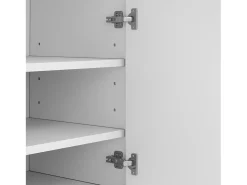 Sapateira branca com iluminação LED - Sapateira com 3 portas e 1 gaveta - Prateleiras ajustáveis
