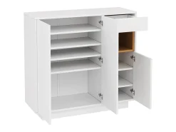 Sapateira branca com iluminação LED - Sapateira com 3 portas e 1 gaveta - Prateleiras ajustáveis