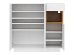 Sapateira branca com iluminação LED - Sapateira com 3 portas e 1 gaveta - Prateleiras ajustáveis