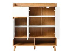 Sapateira branca e madeira com 3 portas e 1 gaveta, prateleiras reguláveis ​​​​90x35x99cm