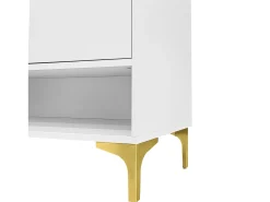 Sapateira branca moderna com LED e 2 gavetas, design e iluminação para corredor