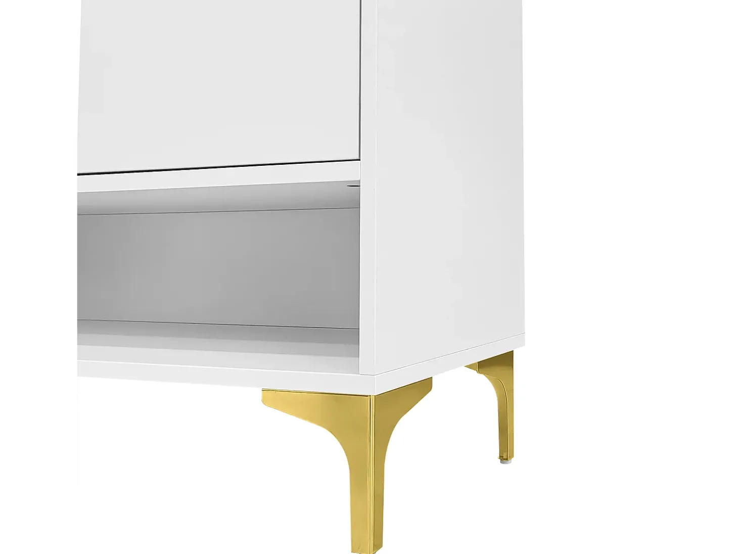 Sapateira branca moderna com LED e 2 gavetas, design e iluminação para corredor