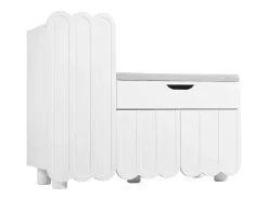 Sapateira branca 90x35x74,5 cm com 3 portas e 1 gaveta, sapateira embutida, estilo simples