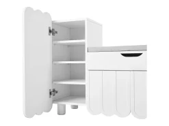 Sapateira branca 90x35x74,5 cm com 3 portas e 1 gaveta, sapateira embutida, estilo simples
