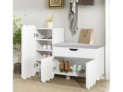 Sapateira branca 90x35x74,5 cm com 3 portas e 1 gaveta, sapateira embutida, estilo simples