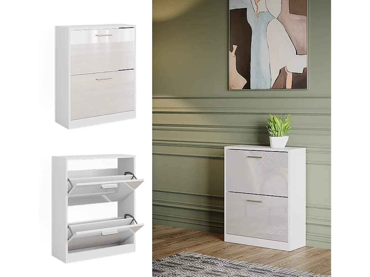 Sapateira branco alto brilho 59x22x72.5 gizmo