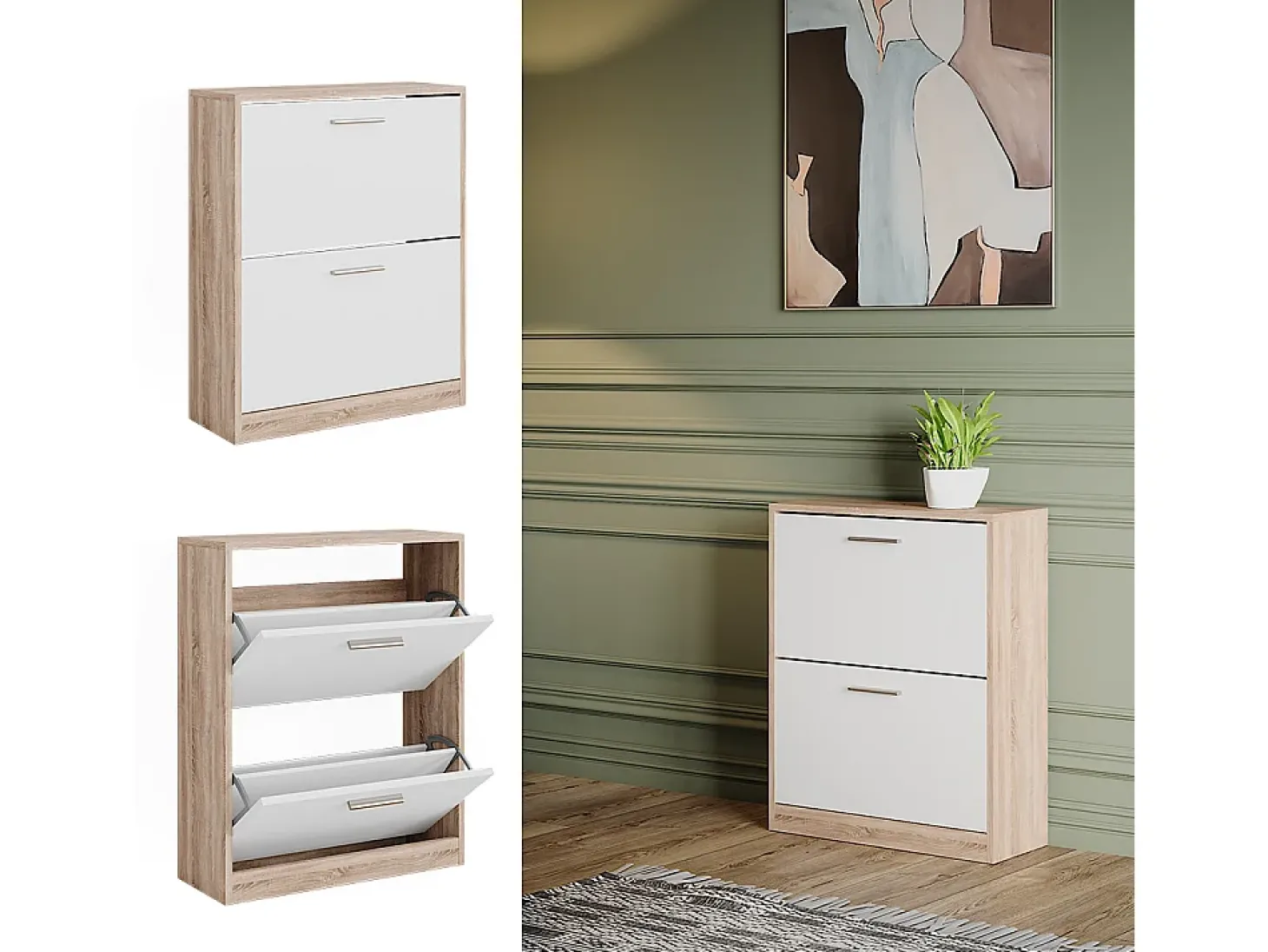 Sapateira branco/sonoma 59x22x72.5 gizmo