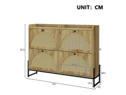 Sapateira com 4 abas - 121 x 25 x 91,5 cm - sapateira regulável - aglomerado - natural