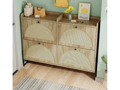 Sapateira com 4 abas - 121 x 25 x 91,5 cm - sapateira regulável - aglomerado - natural