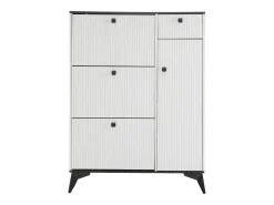 Sapateira com 3 abas, 1 gaveta e 1 porta - 90 x 25 x 121 cm - Aglomerado e metal - Branco