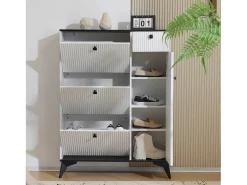 Sapateira com 3 abas, 1 gaveta e 1 porta - 90 x 25 x 121 cm - Aglomerado e metal - Branco
