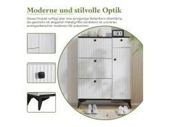 Sapateira com 3 abas, 1 gaveta e 1 porta - 90 x 25 x 121 cm - Aglomerado e metal - Branco