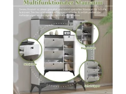 Sapateira com 3 abas, 1 gaveta e 1 porta - 90 x 25 x 121 cm - Aglomerado e metal - Branco