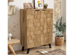 Sapateira com 5 compartimentos - 80,5 x 35 x 109,5 cm - prateleiras ajustáveis - Aglomerado - Cor madeira