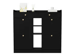 Sapateira com 2 gavetas, 3 compartimentos abertos e 4 portas de batente - 110 x 26 x 100 cm - Aglomerado - Preto