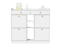 Sapateira com 2 gavetas, 3 compartimentos abertos e 4 portas de batente - 110 x 26 x 100 cm - Aglomerado - Branco