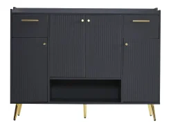 Sapateira com 2 gavetas e 4 portas - 130 x 37 x 100 cm - pés metálicos e aglomerado - Preto