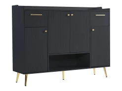 Sapateira com 2 gavetas e 4 portas - 130 x 37 x 100 cm - pés metálicos e aglomerado - Preto