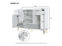 Sapateira com 2 gavetas e 4 portas - 130 x 37 x 100 cm - pés metálicos e aglomerado - Branco