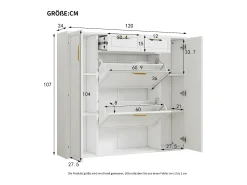 Sapateira com 2 gavetas e 4 portas - Branca 120x24x107 cm