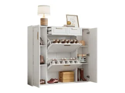 Sapateira com 2 gavetas e 4 portas - Branca 120x24x107 cm