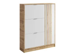 Sapateira com 1 porta e 3 compartimentos rebatíveis - Natural e Branco - JANAKIA