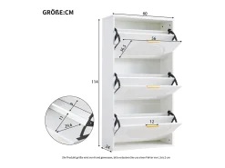 Sapateira com 3 portas - Branca 60 x 24 x 114 cm