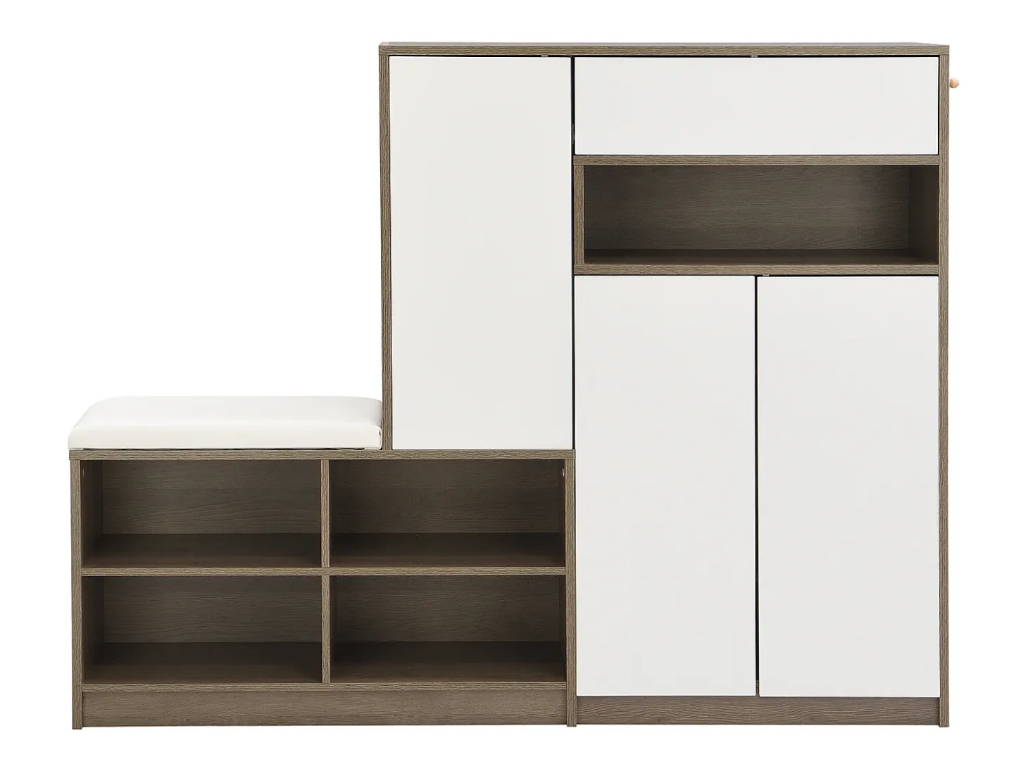 Sapateira com 3 portas, 1 gaveta e banco estofado - Madeira PB - Branco