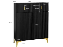 Sapateira com 4 portas, 2 gavetas - 83 x 35 x 101 cm - Aglomerado - Branco