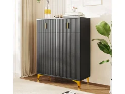 Sapateira com 4 portas, 2 gavetas - 83 x 35 x 101 cm - Aglomerado - Branco